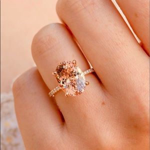 NEW 5.0ct Peach Morganite gold plated 925 sterling silver size 6 ring